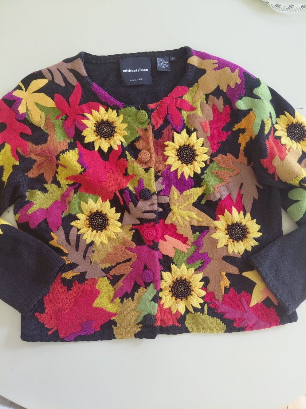 VINTAGE Michael Simon Sunflower Cardigan - Picture 10 of 10